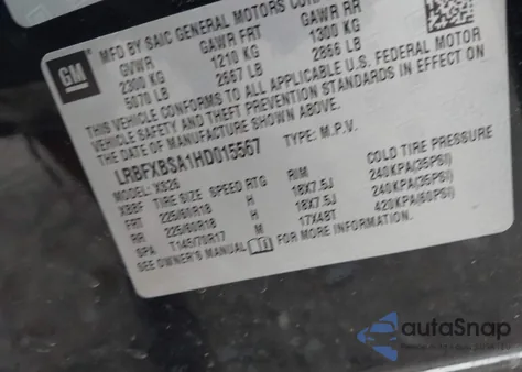 2017 Buick Envision Essence from USA, damaged, VIN LRBFXBSA1HD015567